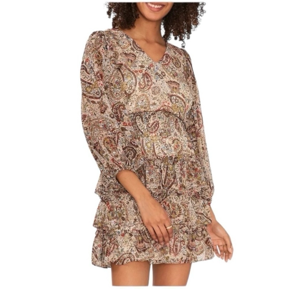 Vince Camuto Multicolor Paisley Billow Sleeve Mini Dress